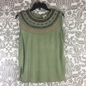 Heart & Spade Green No sleeve Top